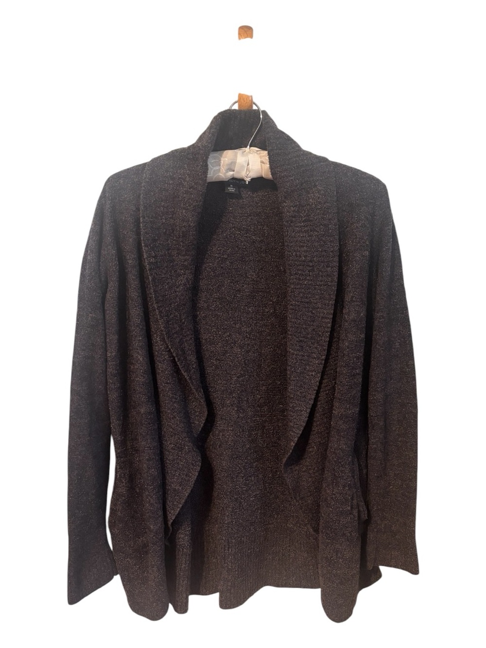 Barefoot Dreams black/brown Open-Front Cozychic Lite Cardigan Size M